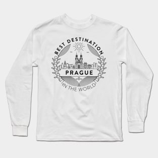 Prague Minimal Badge Design Long Sleeve T-Shirt